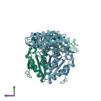 PDB entry 1n2b coloured by chain, side view.