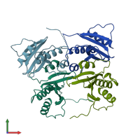 PDB entry 1n5b coloured by chain, front view.