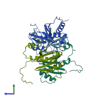 PDB entry 1n5b coloured by chain, side view.