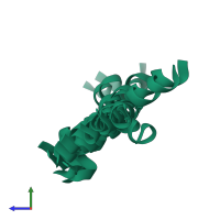 PDB entry 1n6t coloured by chain, ensemble of 20 models, side view.