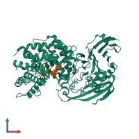 PDB entry 1n7q coloured by chain, front view.