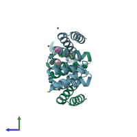 PDB entry 1na0 coloured by chain, side view.