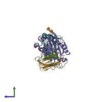 PDB entry 1nam coloured by chain, side view.