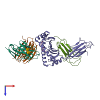 PDB entry 1nam coloured by chain, top view.