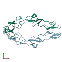 PDB entry 1ncf coloured by chain, front view.