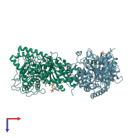 PDB entry 1ndi coloured by chain, top view.