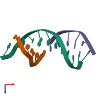 PDB entry 1ndn coloured by chain, top view.