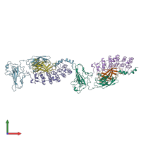 PDB entry 1nfi coloured by chain, front view.