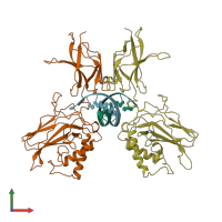 PDB entry 1nfk coloured by chain, front view.