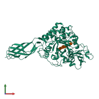 PDB entry 1nh6 coloured by chain, front view.