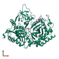 PDB entry 1nhx coloured by chain, front view.