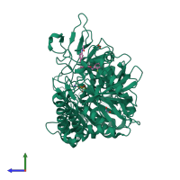 PDB entry 1nhx coloured by chain, side view.