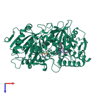 PDB entry 1nhx coloured by chain, top view.