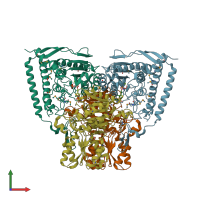 PDB entry 1ni4 coloured by chain, front view.