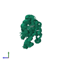 PDB entry 1nku coloured by chain, ensemble of 25 models, side view.