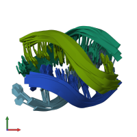 PDB entry 1np9 coloured by chain, ensemble of 11 models, front view.