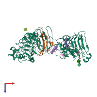 PDB entry 1nql coloured by chain, top view.