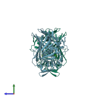 PDB entry 1ns0 coloured by chain, side view.