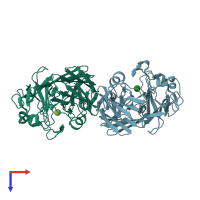 PDB entry 1ns8 coloured by chain, top view.