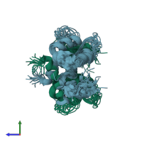 PDB entry 1nsh coloured by chain, ensemble of 19 models, side view.