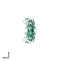 Mannan-binding lectin serine protease 2 A chain in PDB entry 1nt0, assembly 1, side view.