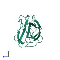 PDB entry 1nuk coloured by chain, side view.