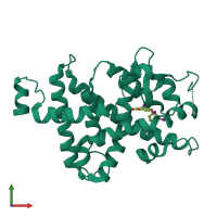 PDB entry 1nuo coloured by chain, front view.