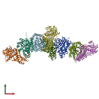 PDB entry 1nvm coloured by chain, front view.