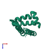 PDB entry 1ny9 coloured by chain, ensemble of 10 models, top view.