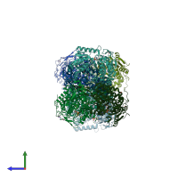 PDB entry 1o04 coloured by chain, side view.