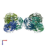 PDB entry 1o04 coloured by chain, top view.