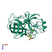 PDB entry 1o2v coloured by chain, top view.