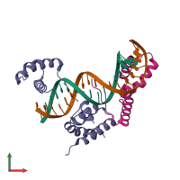 PDB entry 1o4x coloured by chain, front view.