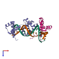 PDB entry 1o4x coloured by chain, top view.