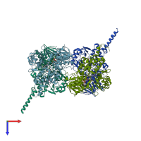 PDB entry 1o5w coloured by chain, top view.