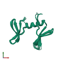 PDB entry 1o6w coloured by chain, ensemble of 7 models, front view.