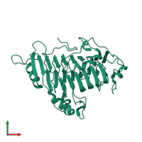 Pectate lyase C in PDB entry 1o8i, assembly 1, front view.