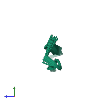 PDB entry 1o8z coloured by chain, ensemble of 20 models, side view.