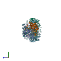 PDB entry 1o95 coloured by chain, side view.