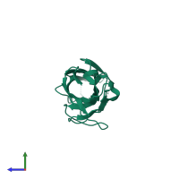 PDB entry 1o9z coloured by chain, side view.