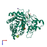 PDB entry 1oc7 coloured by chain, top view.