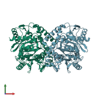PDB entry 1ocm coloured by chain, front view.