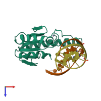 PDB entry 1odg coloured by chain, top view.