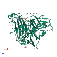 PDB entry 1of0 coloured by chain, top view.