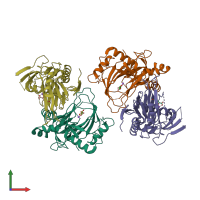 PDB entry 1oij coloured by chain, front view.