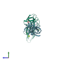 PDB entry 1oio coloured by chain, side view.