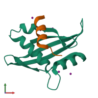 PDB entry 1oj5 coloured by chain, front view.