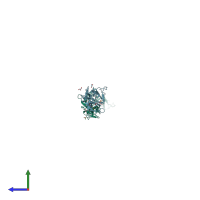 PDB entry 1ok3 coloured by chain, side view.