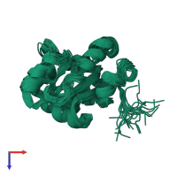 PDB entry 1okd coloured by chain, ensemble of 20 models, top view.