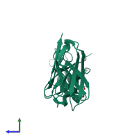 PDB entry 1oll coloured by chain, side view.